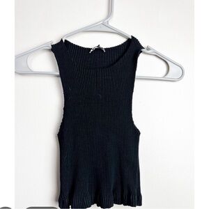 Zara Black Textured Sleeveless Top